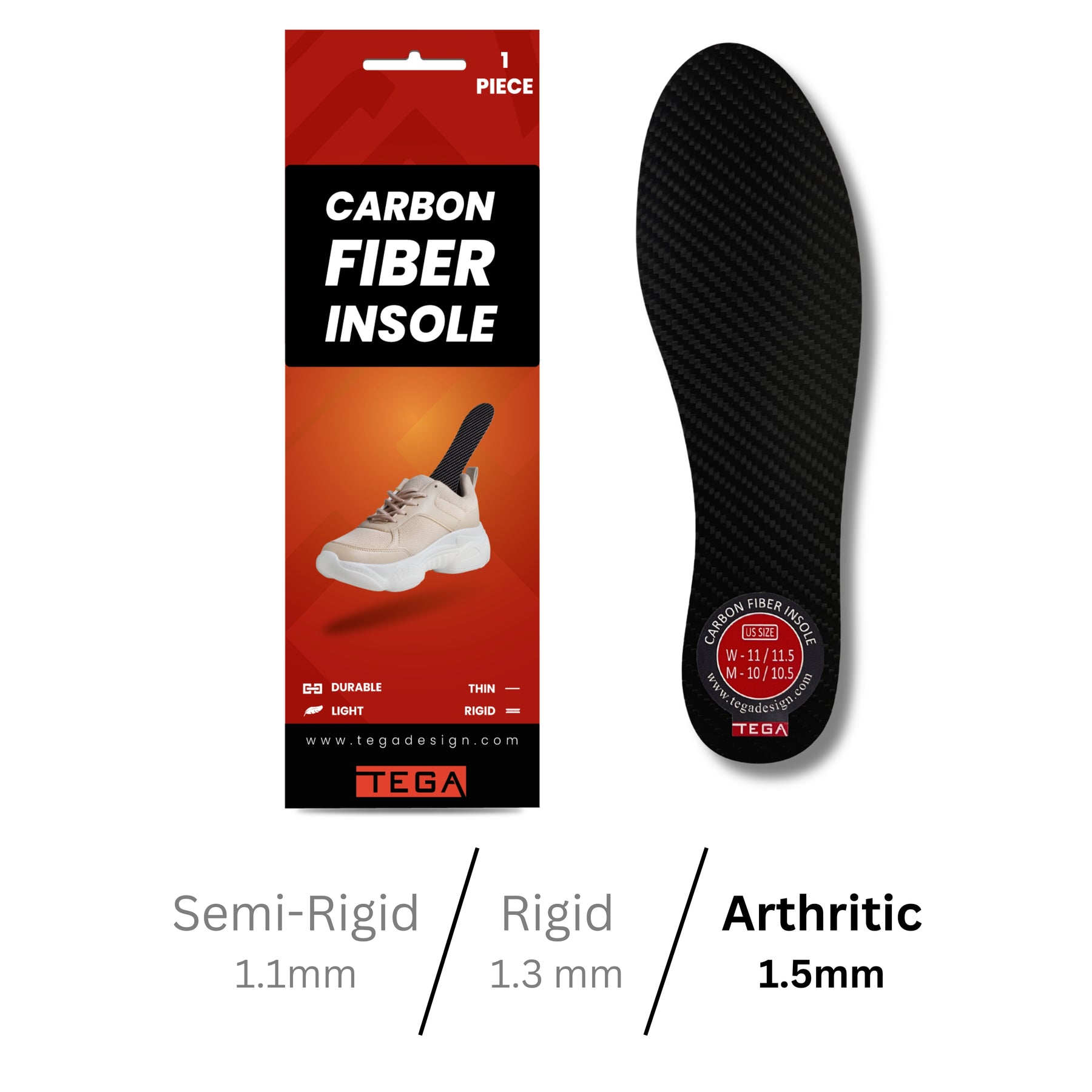 Arthritic Carbon Fiber Insoles - Very Rigid – Tega Design