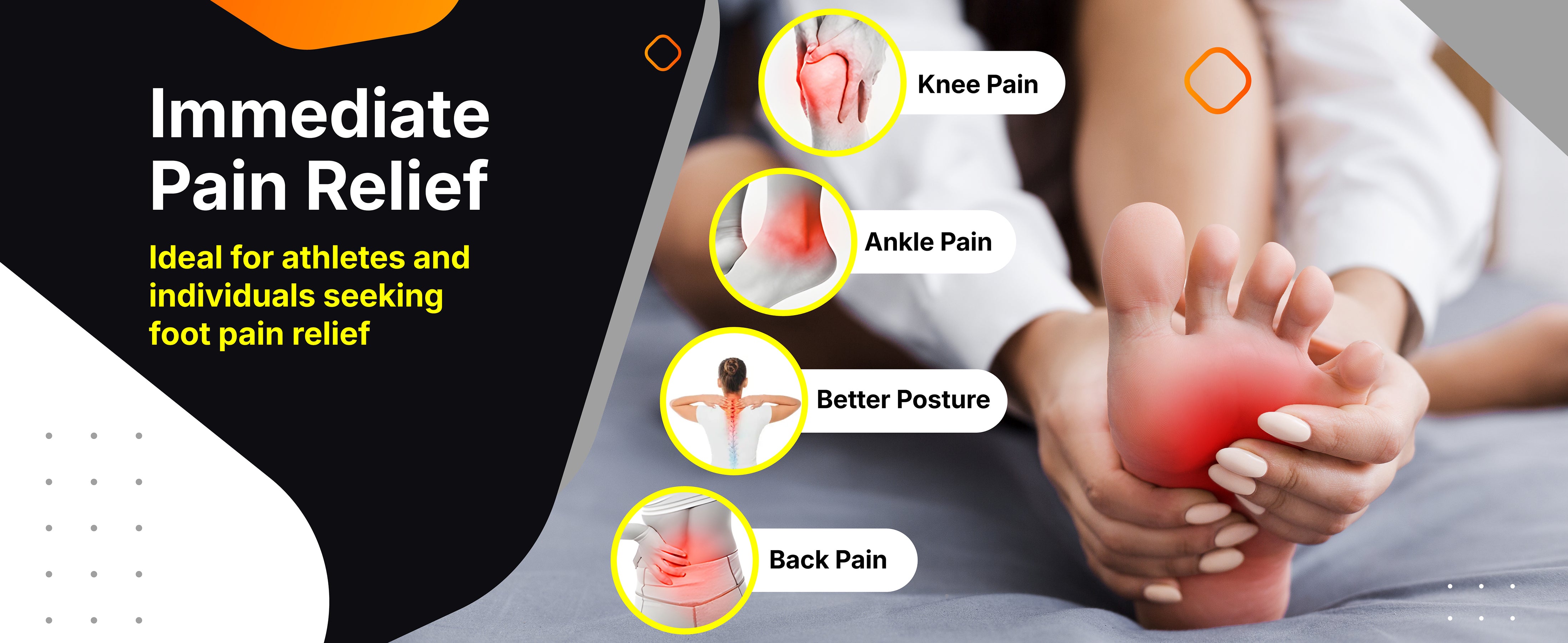Arch support carbon fiber insoles provide immediate relief for foot pain, knee pain, ankle discomfort, and back pain. Designed to improve posture, reduce strain, and support daily activities for athletes and individuals with chronic pain.